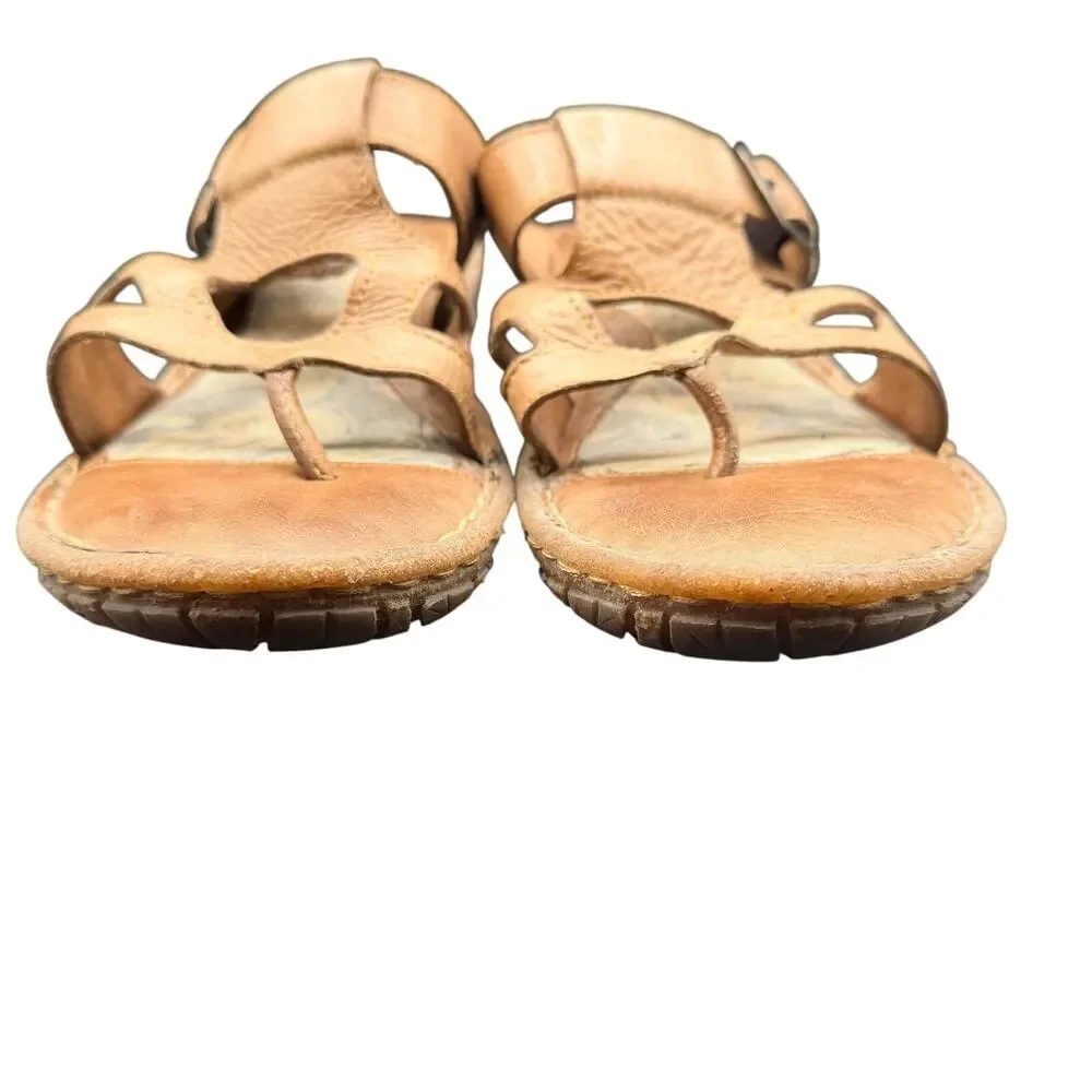 Born Leather Toe Ring Slide Sandals Women’s 11 Brown Comfort Boho